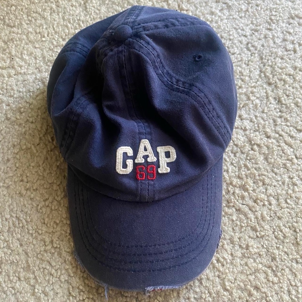 Vintage 90s Navy blue Gap 69 distressed baseball cap size S/M